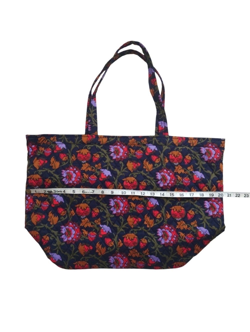 VERA BRADLEY Marston Grand Tote Bag Quilted Cotton Midnight Garden Vines - Picture 2 of 11